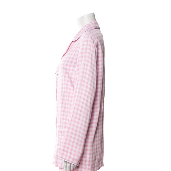 SLEEPER Party Pajama Set Top in Pink White Gingham Peter Pan (Top Only) LARGE - Picture 2 of 12